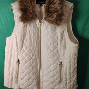 Black Rivet Quilted/Faux Fur Vest